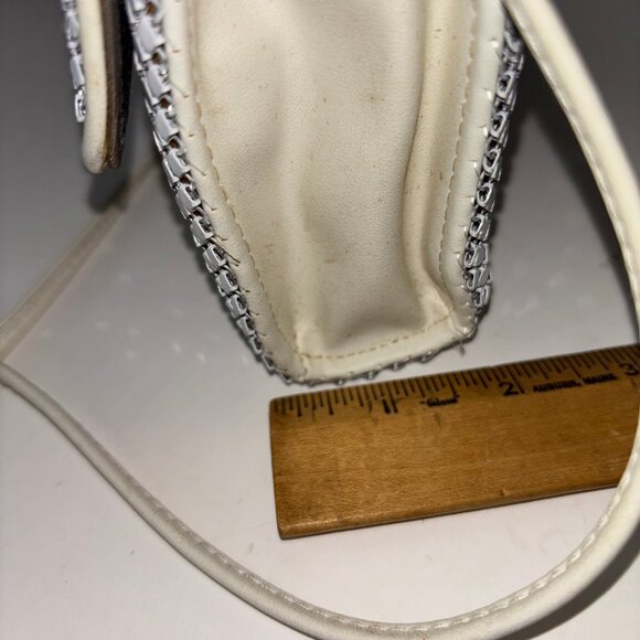 WHITING & DAVIS White Metal Mesh Shoulder Bag Purse Clutch 1980'S - Picture 11 of 15